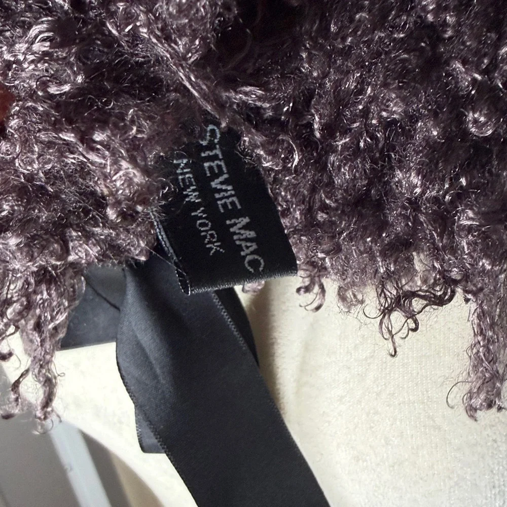 Steve Mac New York Curly Collar Shawl Eggplant OS